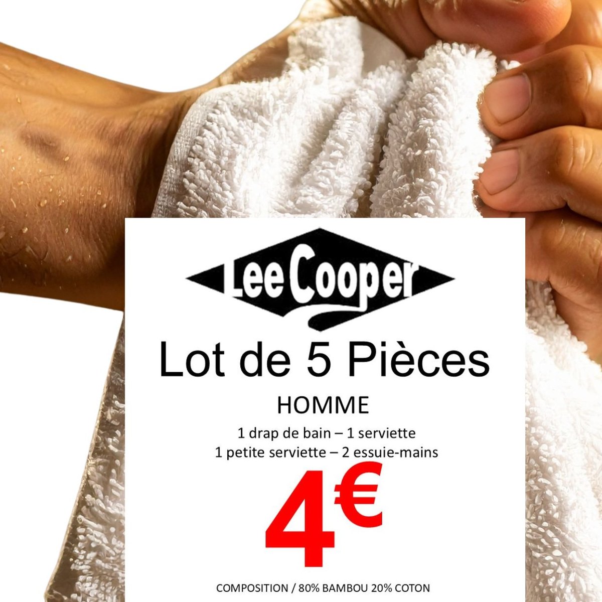 Lot de linge de bain Lee Cooper 5 pièces en bambou et coton