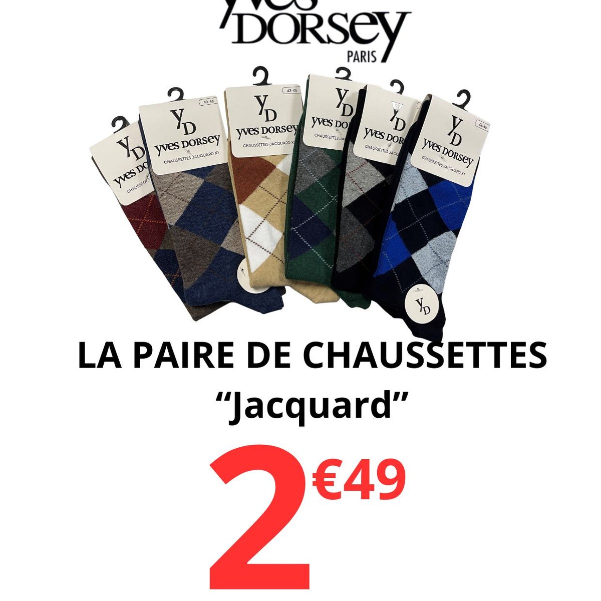 Arrivage Yves Dorsey : chaussettes jacquard homme